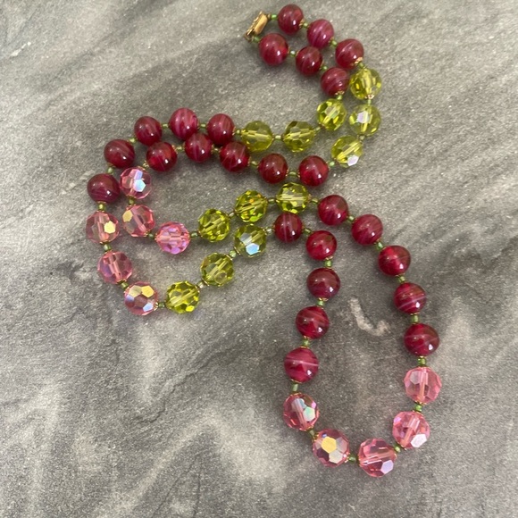 Estate Jewelry - Vintage Watermelon Glass Necklace